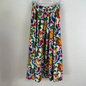 Vintage Ungaro Solo Donna Paris Bergdorf Goodman 38 Midi Skirt Ikat Italy
